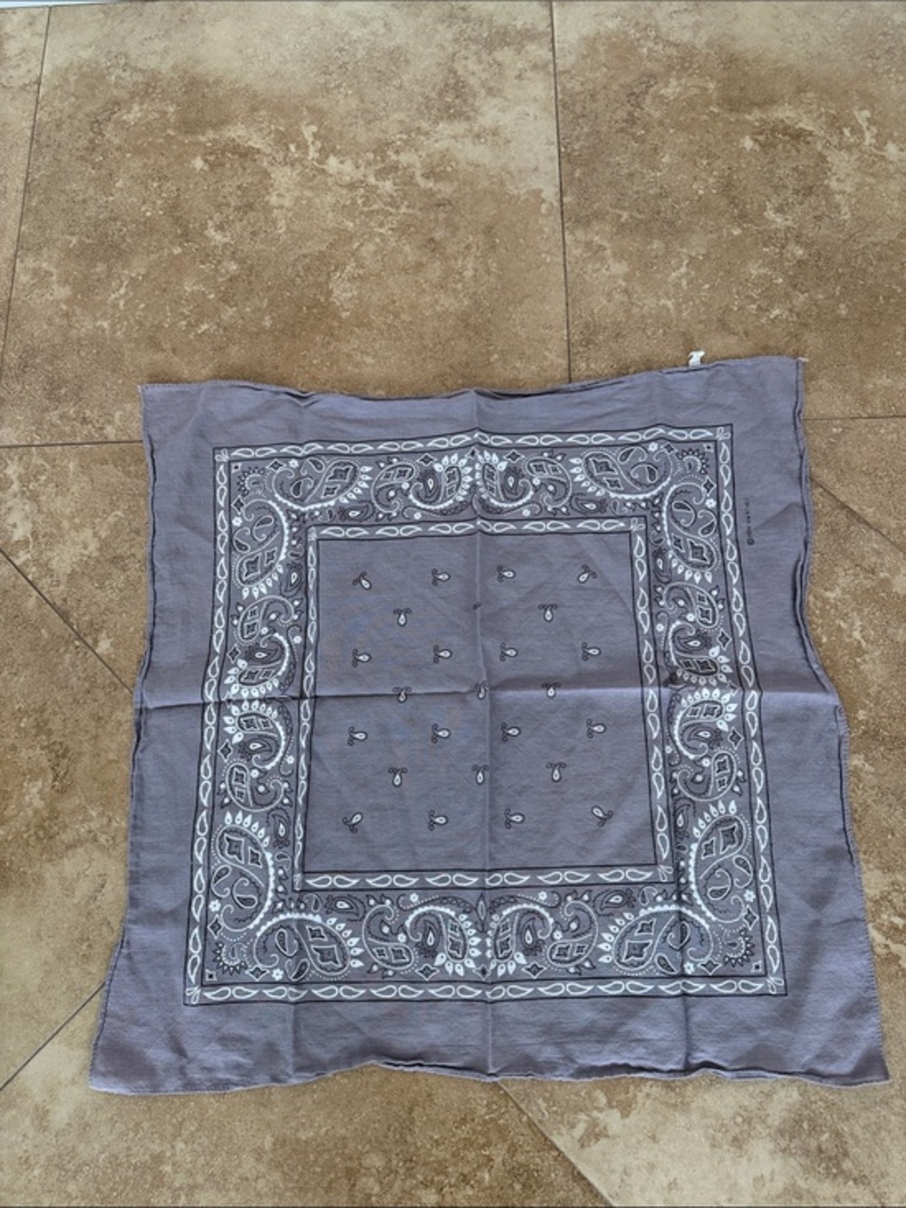 Neutral Gray Paisley Bandana Scarf 20x20 inches
